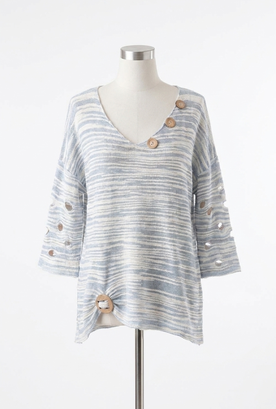 NEW ANGEL cut-out sleeve top in sky blue